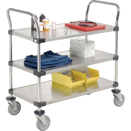 Stainless Steel Utility Cart, 3 Shelves, 36x24x38